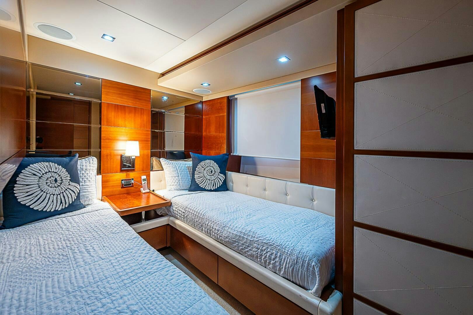a room with two beds aboard LADY MARIE-CLAIRE Yacht for Sale