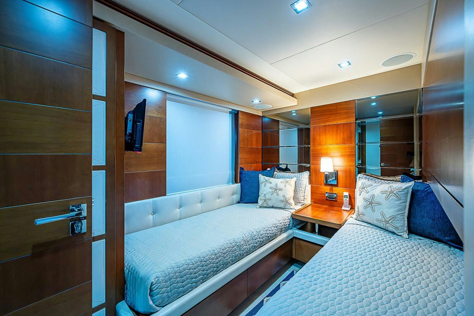 a room with two beds aboard LADY MARIE-CLAIRE Yacht for Sale