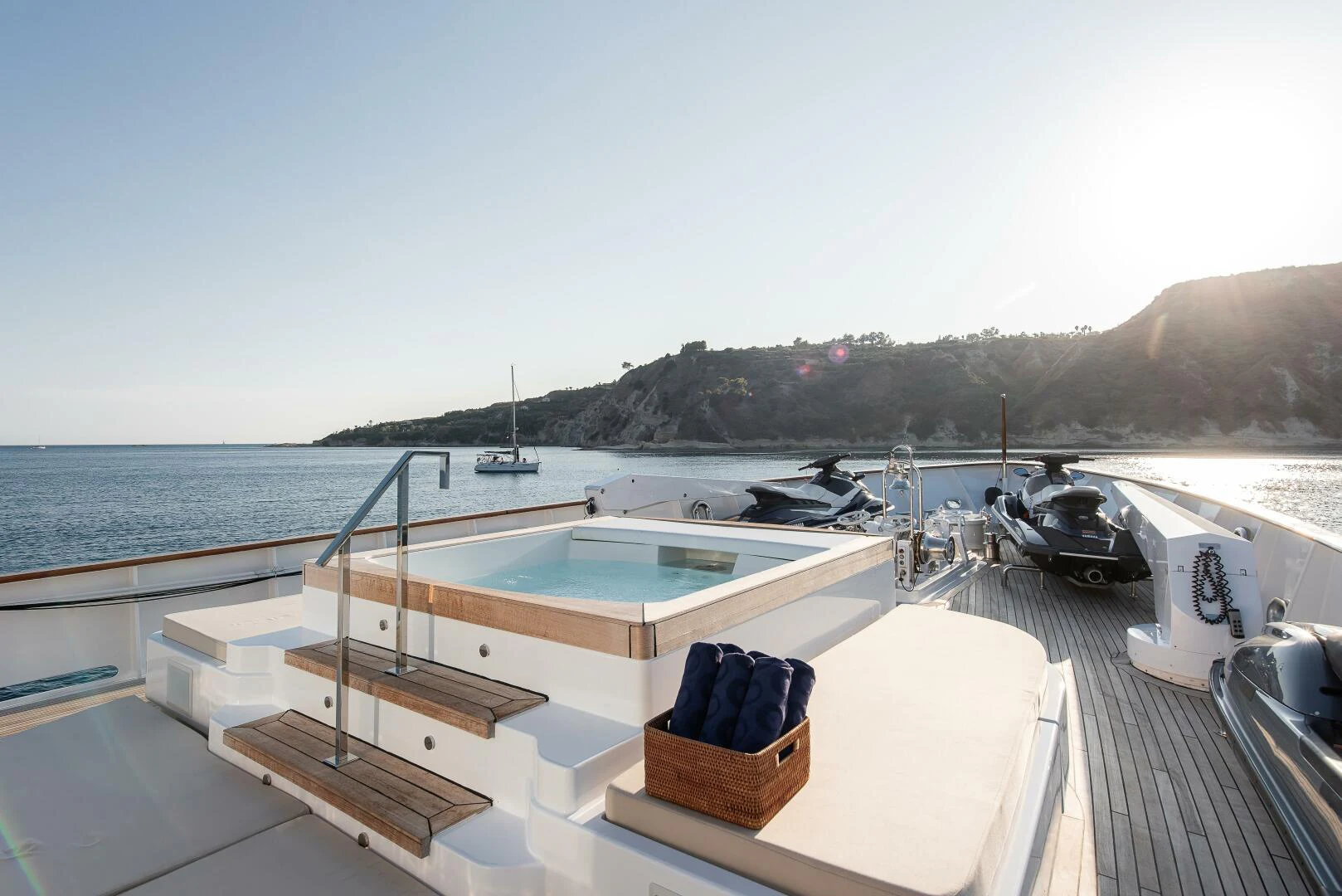 a boat on a deck aboard AZTECA Yacht for Sale
