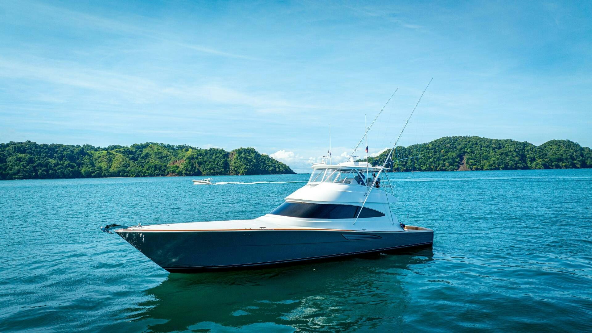 a boat on the water aboard PURA VIDA Yacht for Sale
