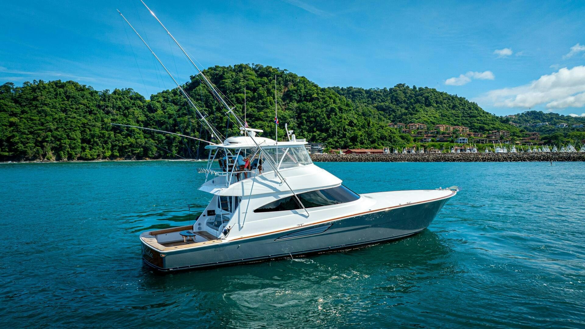 a boat on the water aboard PURA VIDA Yacht for Sale