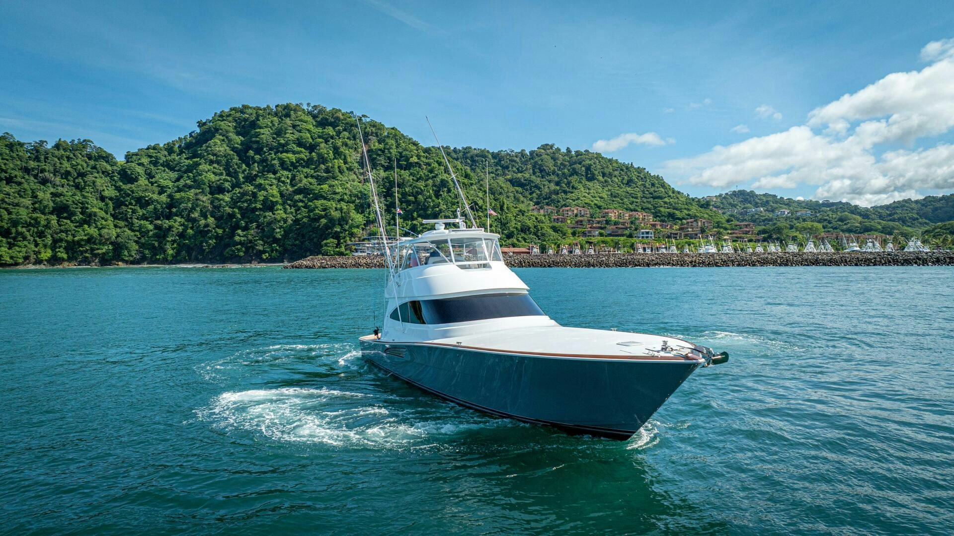 a boat on the water aboard PURA VIDA Yacht for Sale
