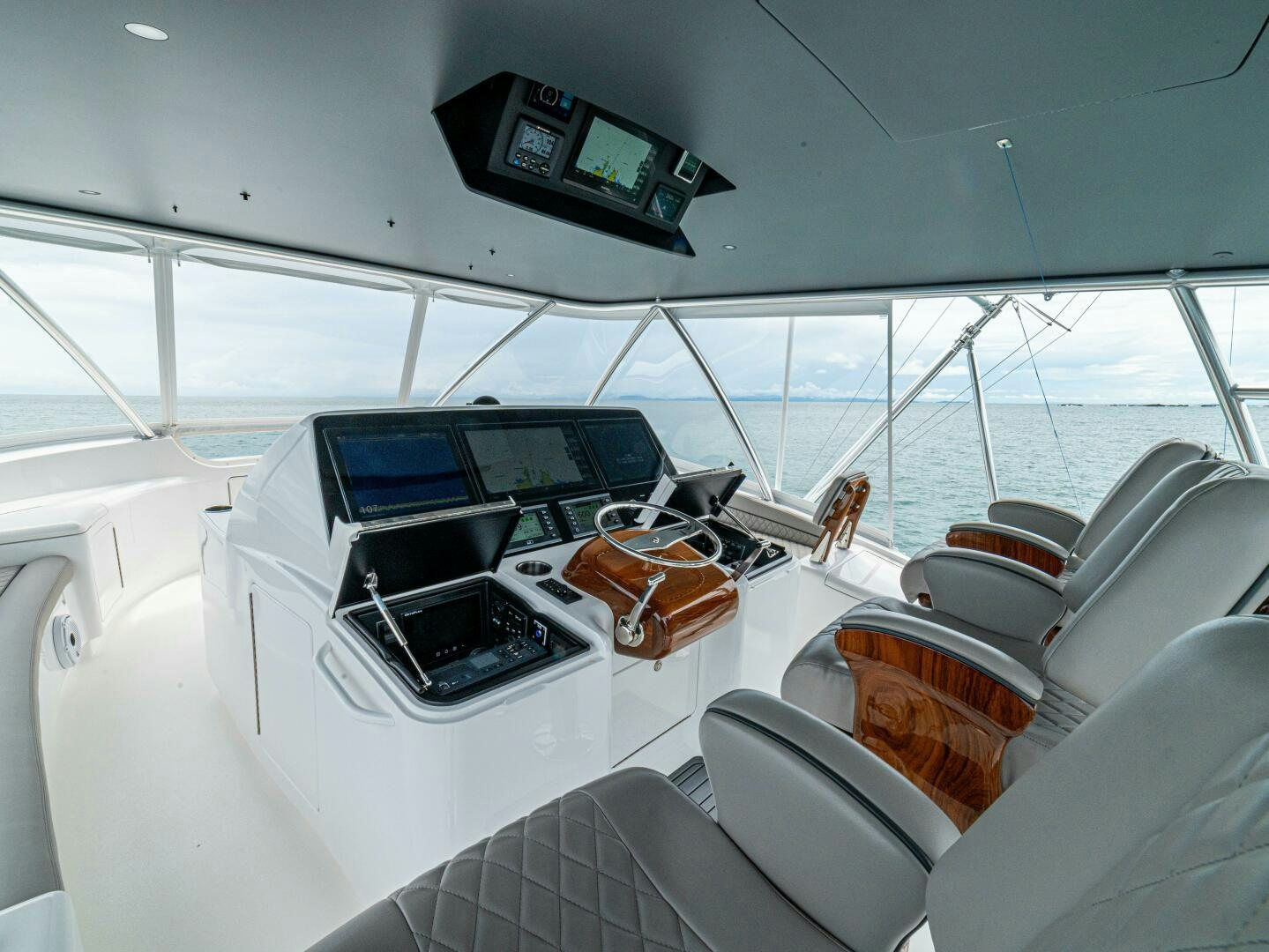 inside of a boat with many computers aboard PURA VIDA Yacht for Sale