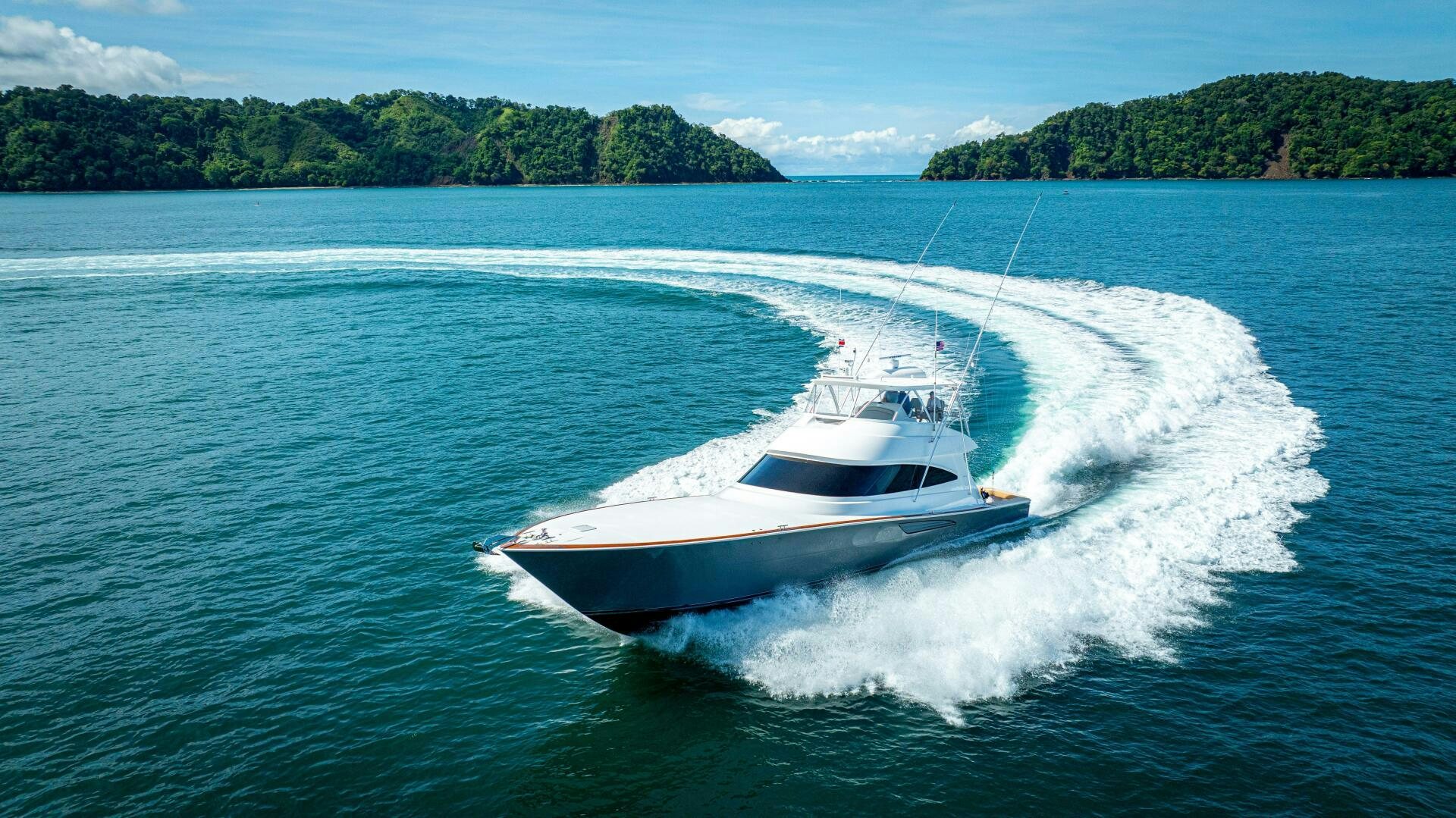 a boat on the water aboard PURA VIDA Yacht for Sale