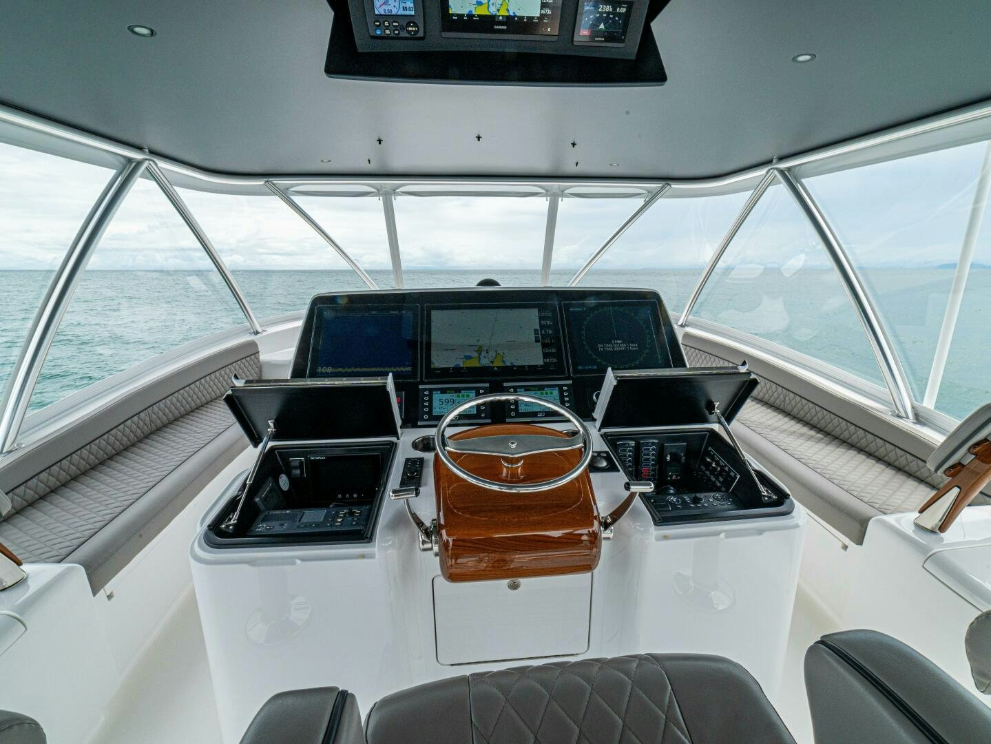 inside of a vehicle with computers aboard PURA VIDA Yacht for Sale