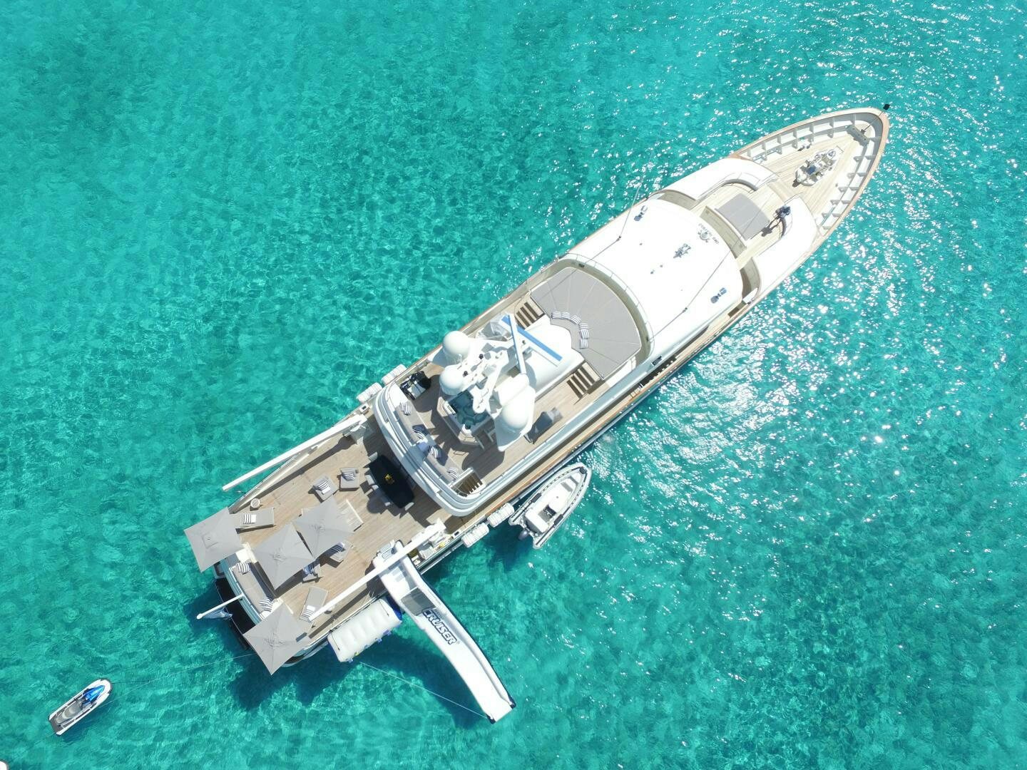 a space ship in the air aboard BG Yacht for Sale