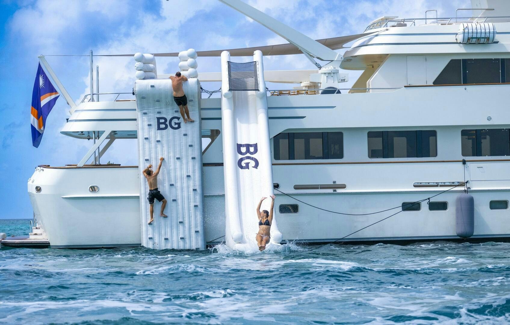 a couple of people on a boat aboard BG Yacht for Sale