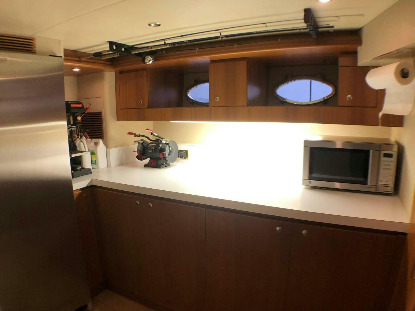a kitchen with a microwave oven aboard ENCHANTRESS Yacht for Sale