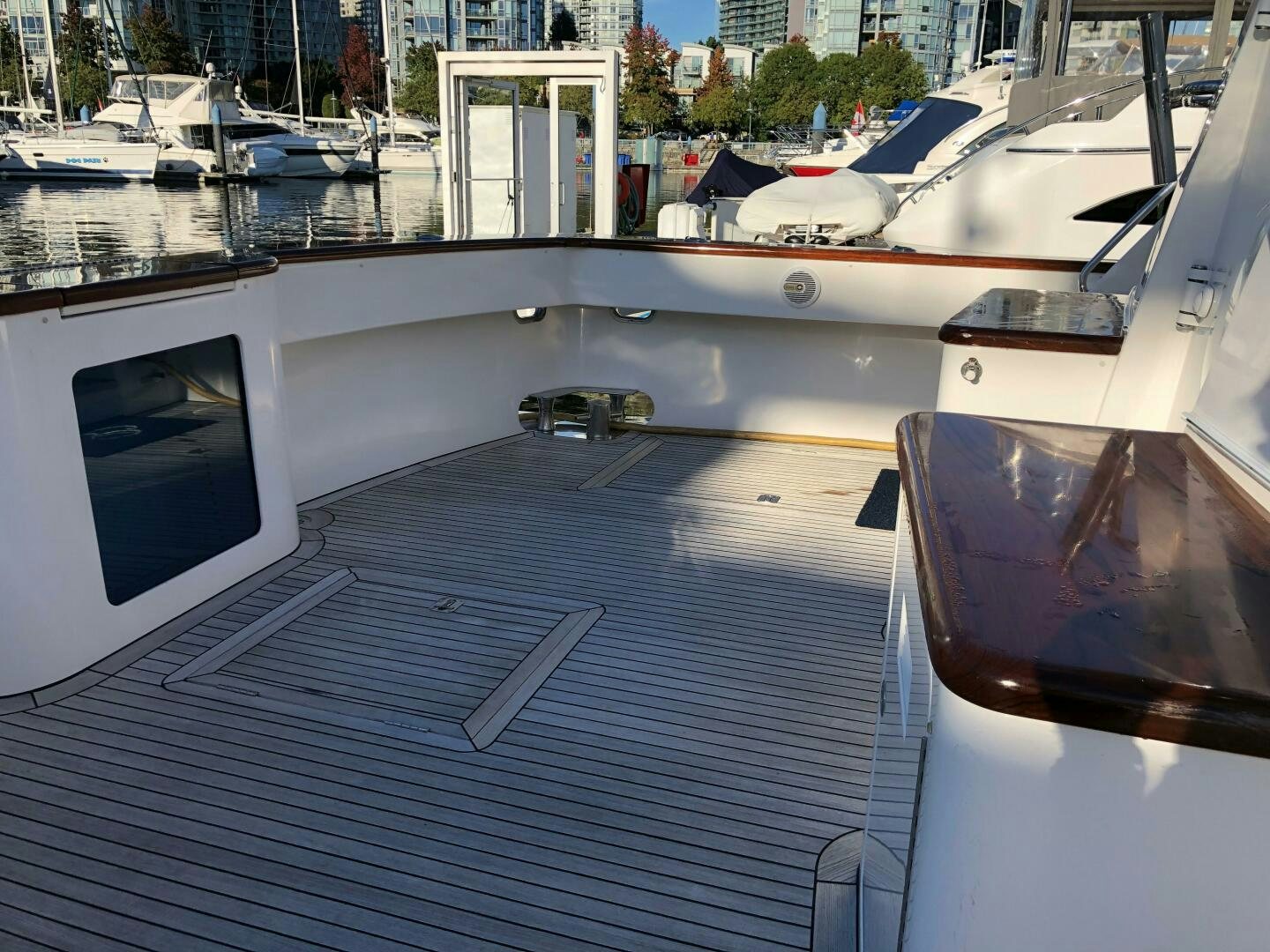 a boat in a harbor aboard ENCHANTRESS Yacht for Sale
