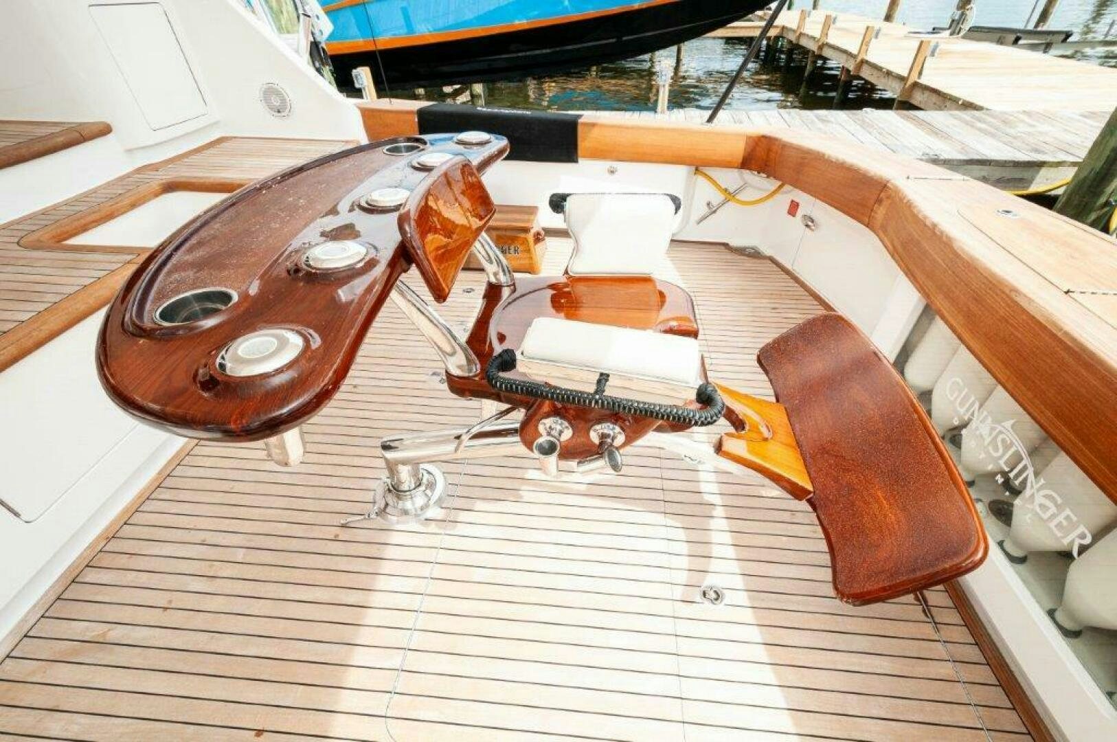 a wooden model of a boat aboard GUNNSLINGER Yacht for Sale