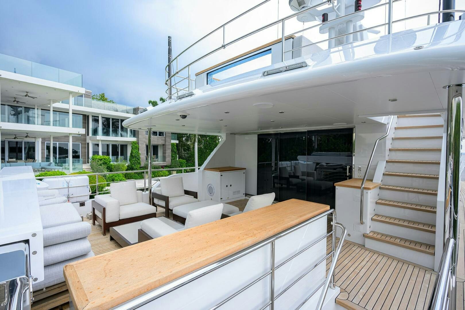 a room with a table and chairs aboard UPTIGHT Yacht for Sale