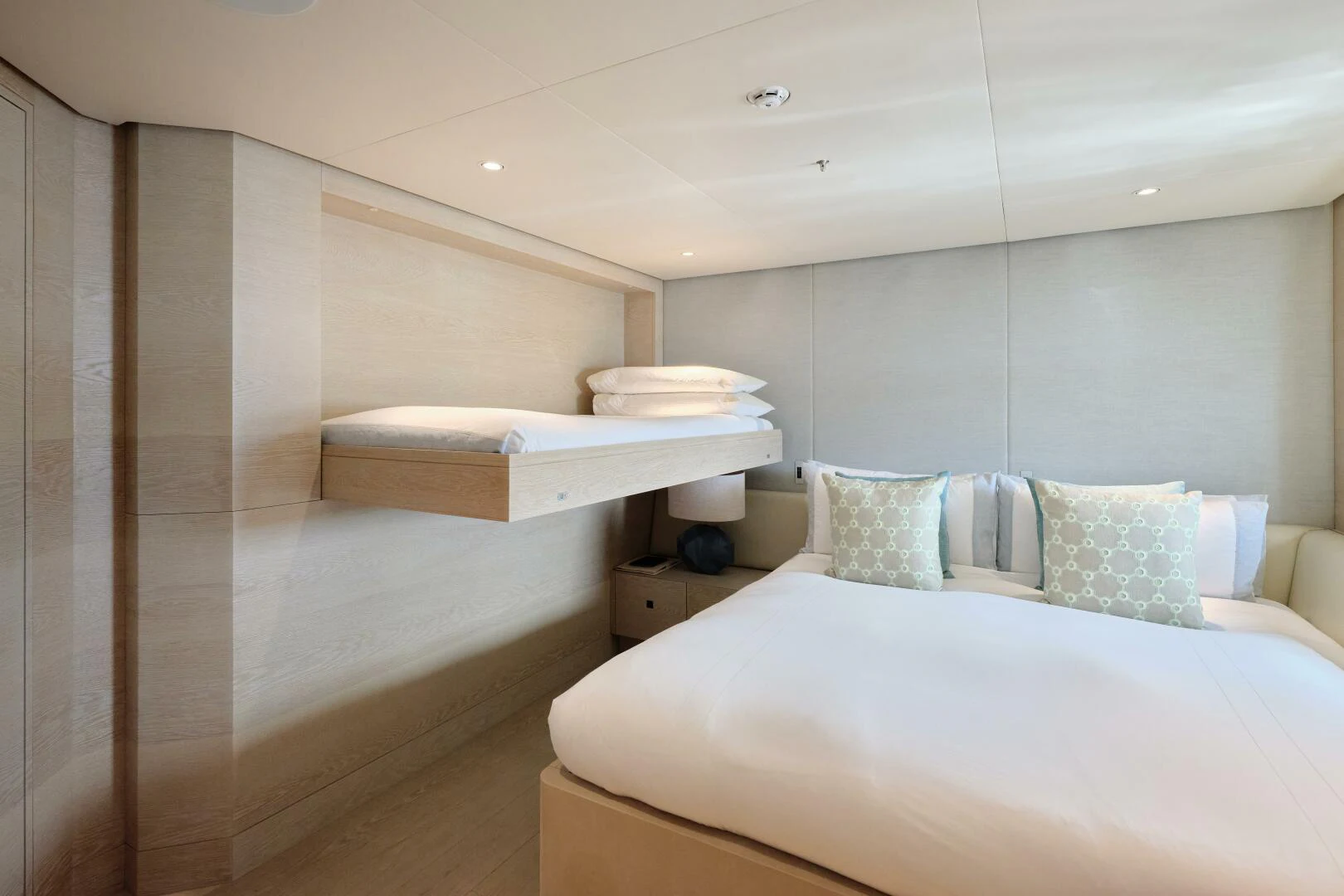 a room with two beds aboard SANAM Yacht for Sale