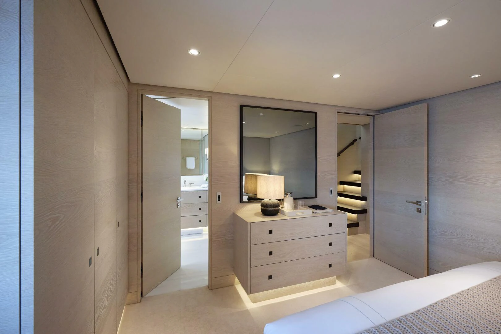 a room with a mirror and a sink aboard SANAM Yacht for Sale