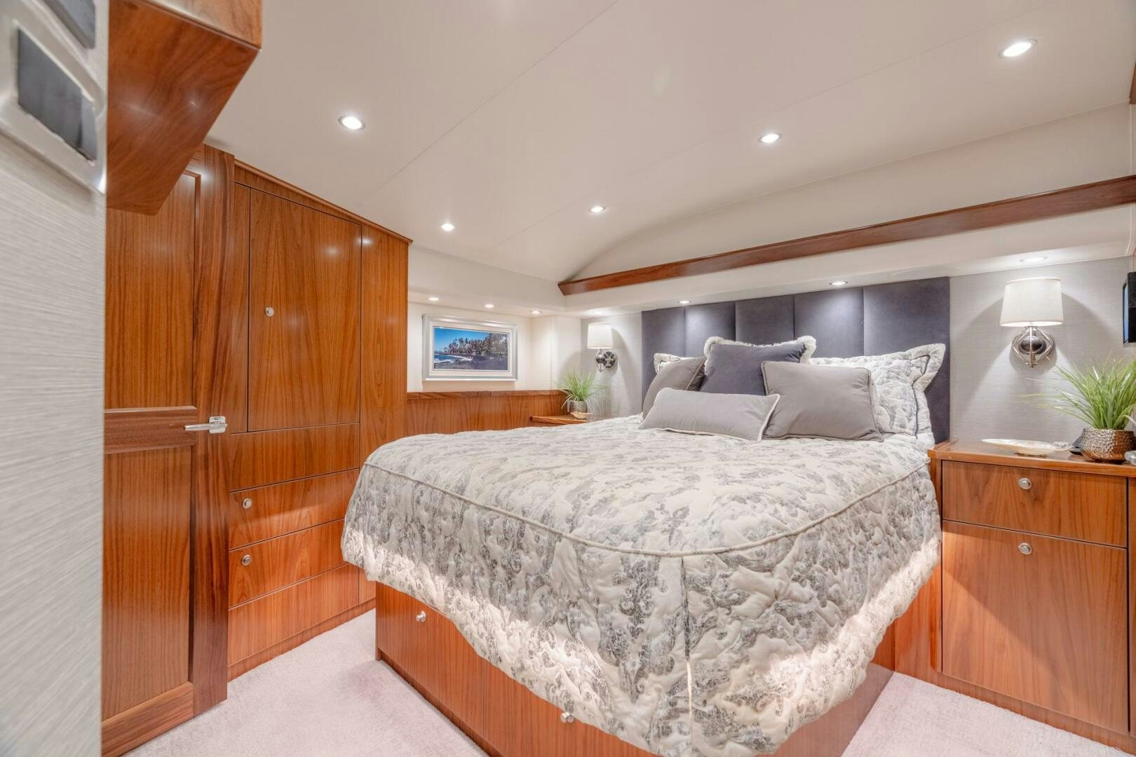 a bed in a room aboard REEL CENTS Yacht for Sale