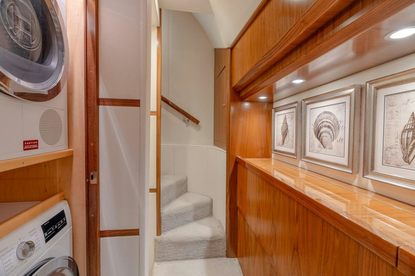 a staircase in a house aboard REEL CENTS Yacht for Sale