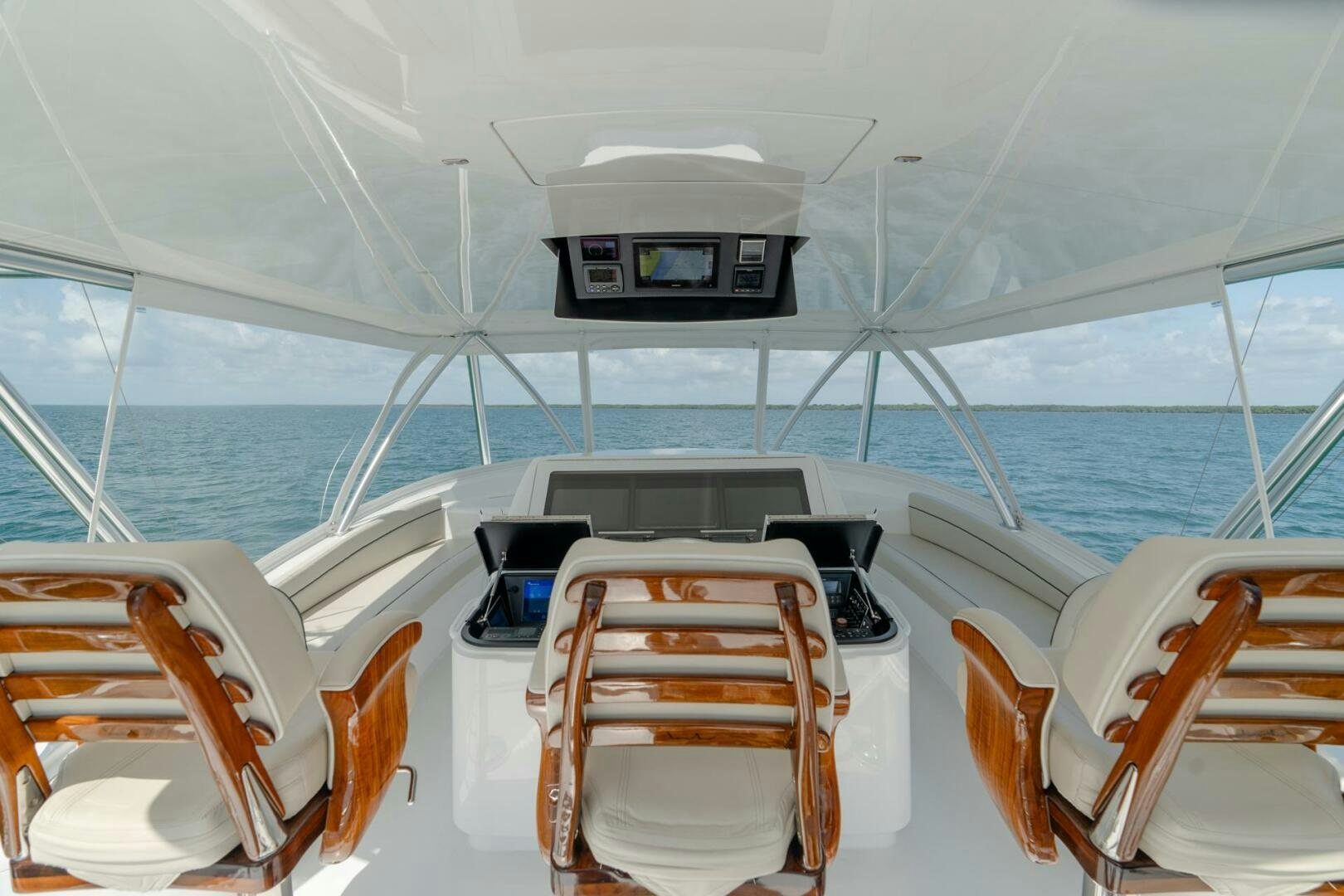 a boat with a laptop on it aboard REEL CENTS Yacht for Sale