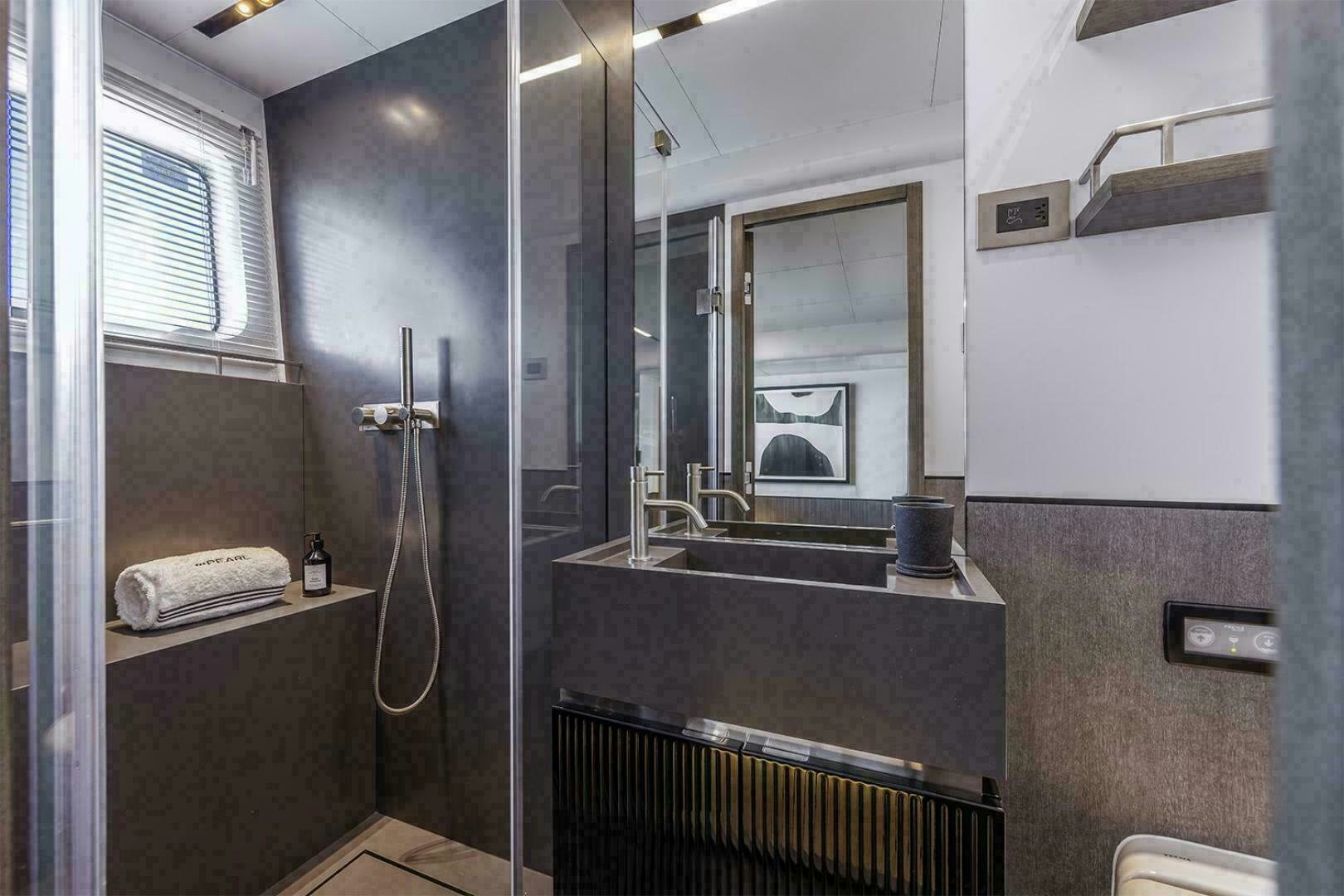 a bathroom with a shower unit aboard NONE Yacht for Sale