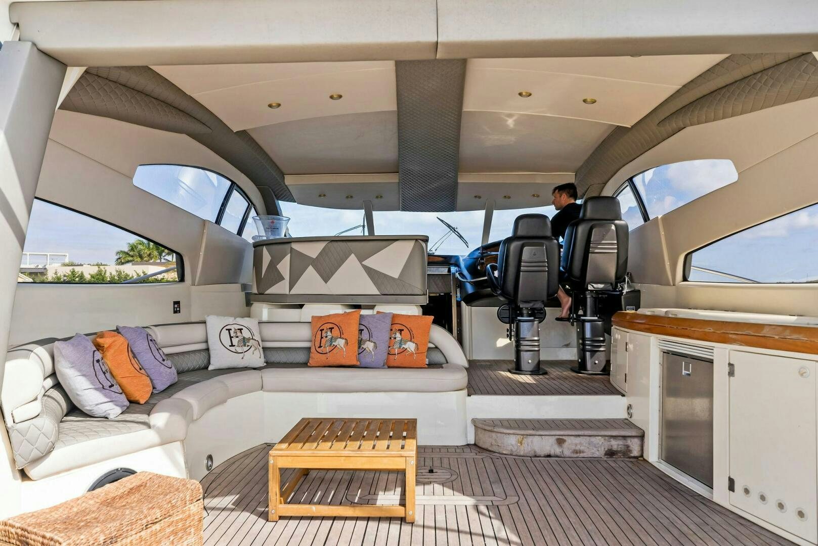 inside of a car aboard GAMBLER Yacht for Sale