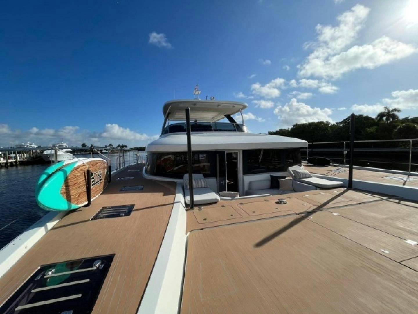 a boat on a dock aboard SUNLOVE Yacht for Sale