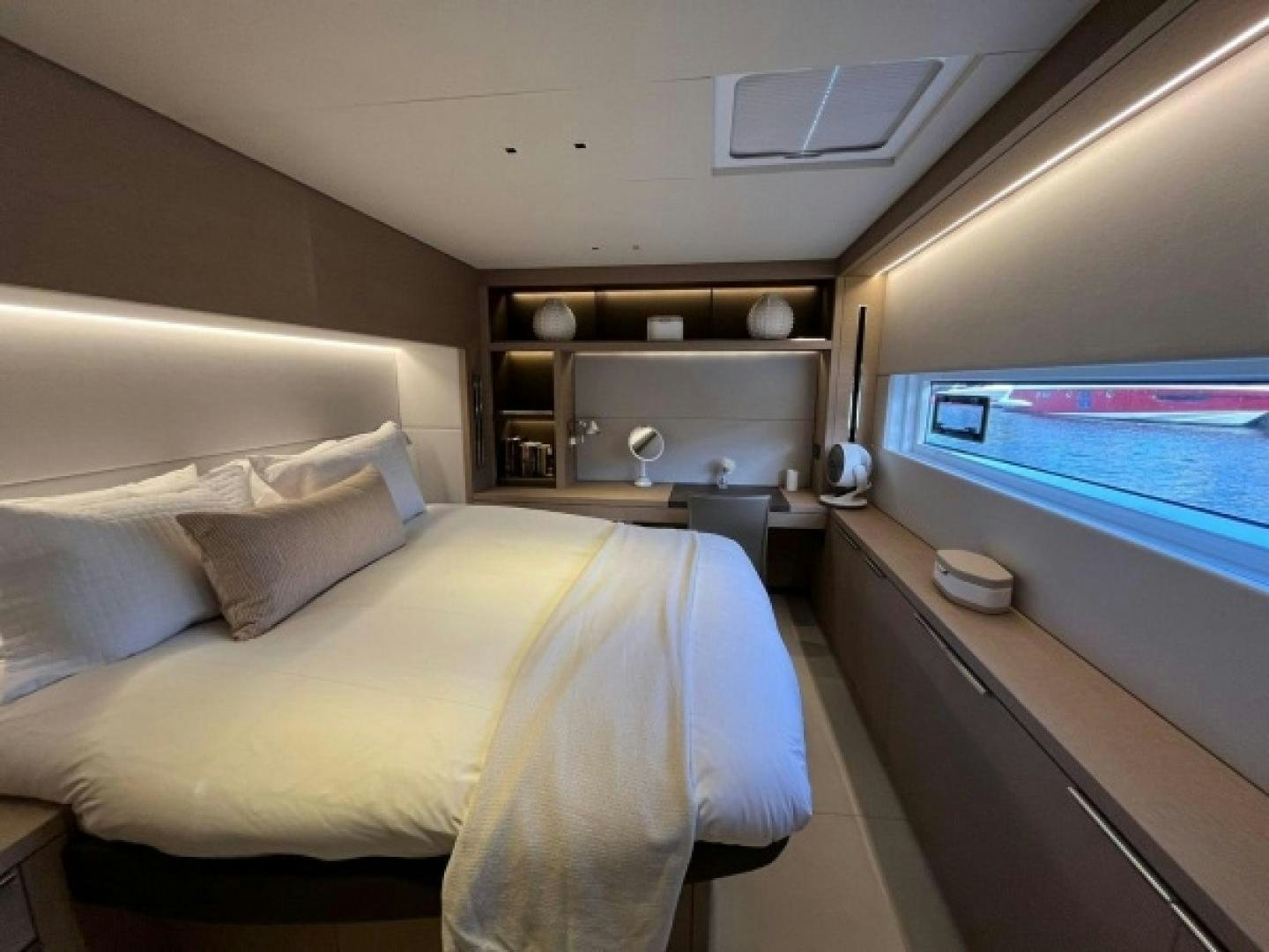 a room with two beds aboard SUNLOVE Yacht for Sale