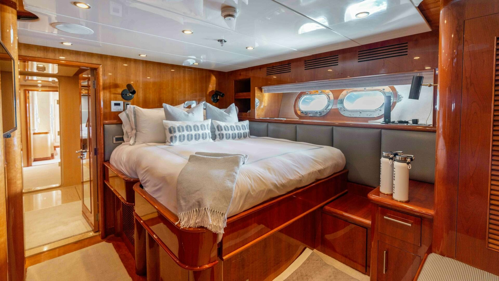 a bed in a room aboard STAY SALTY Yacht for Sale