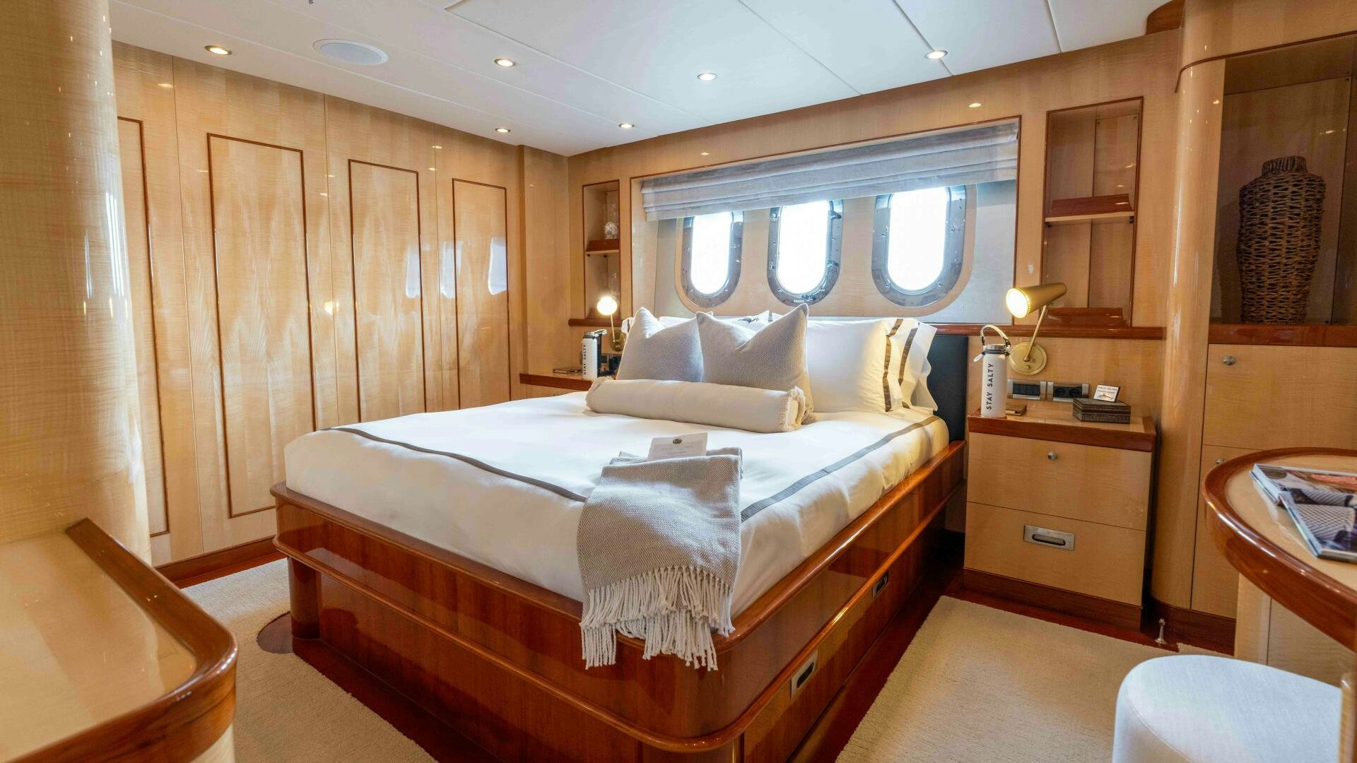 a bed in a room aboard STAY SALTY Yacht for Sale