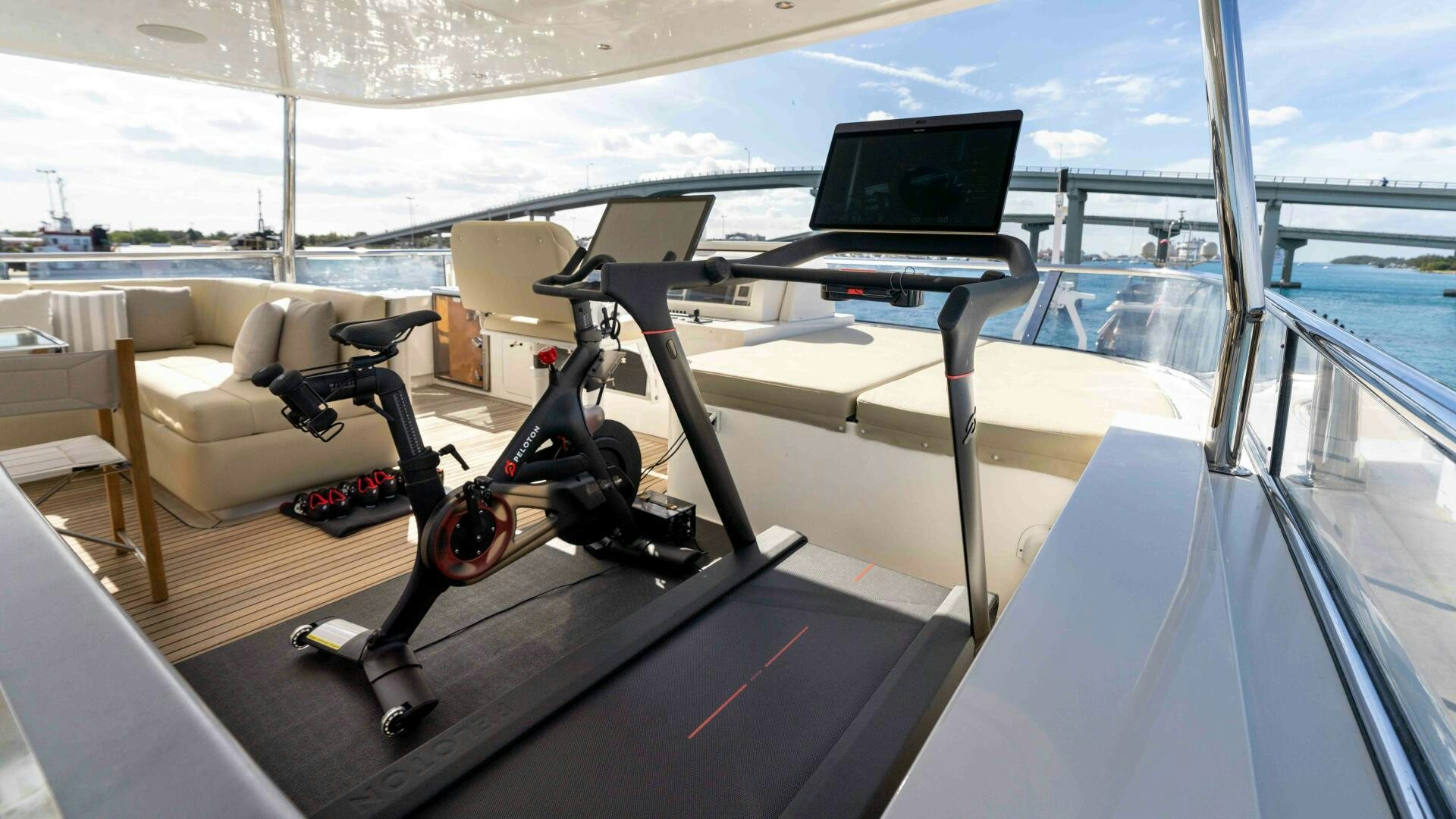 a boat with a laptop on it aboard STAY SALTY Yacht for Sale