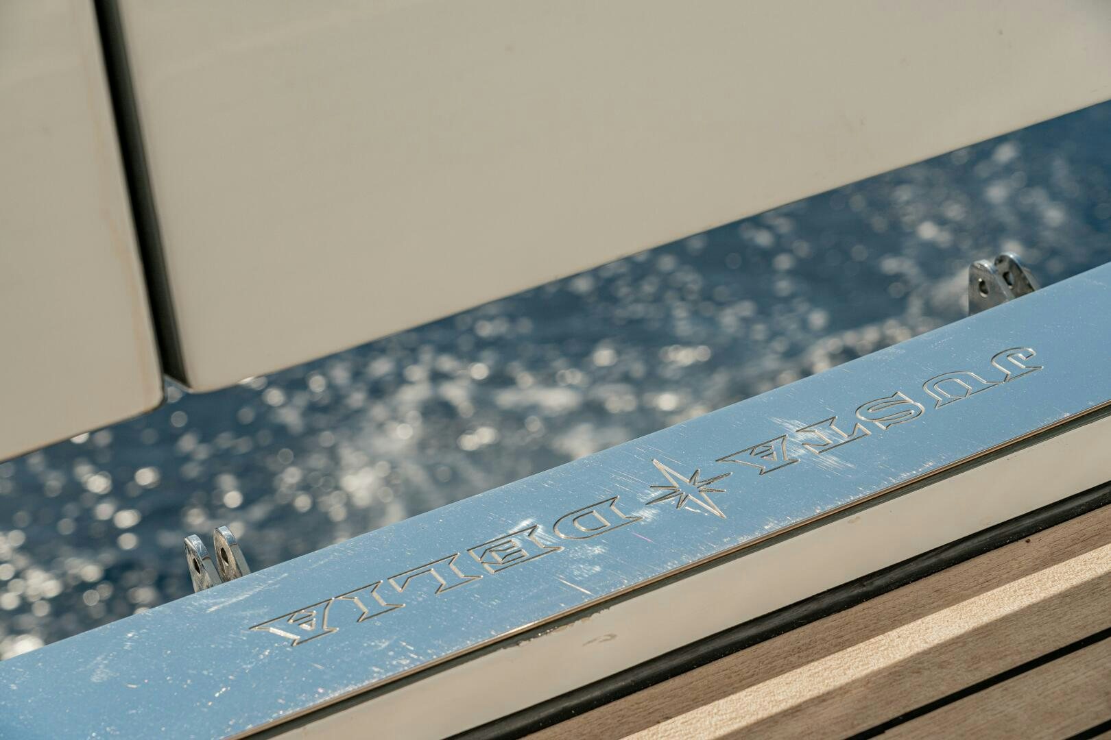 a blue and silver computer chip aboard JUSTA DELIA Yacht for Sale