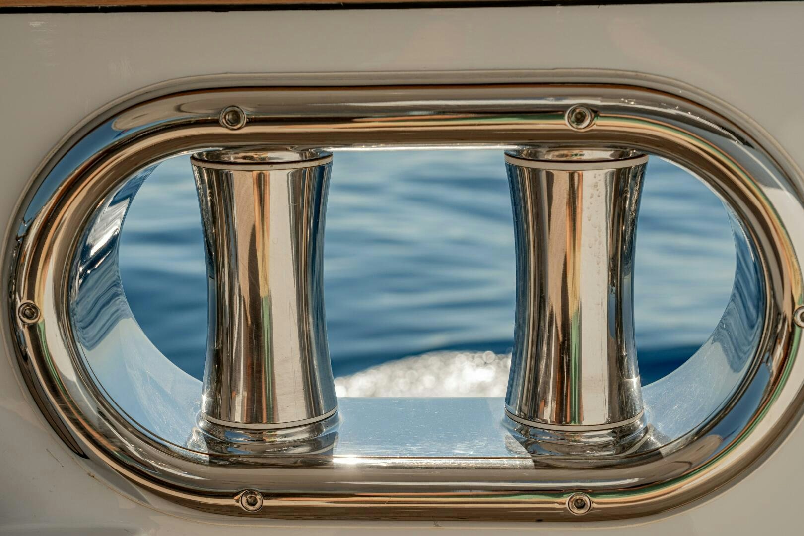 a close-up of a window aboard JUSTA DELIA Yacht for Sale