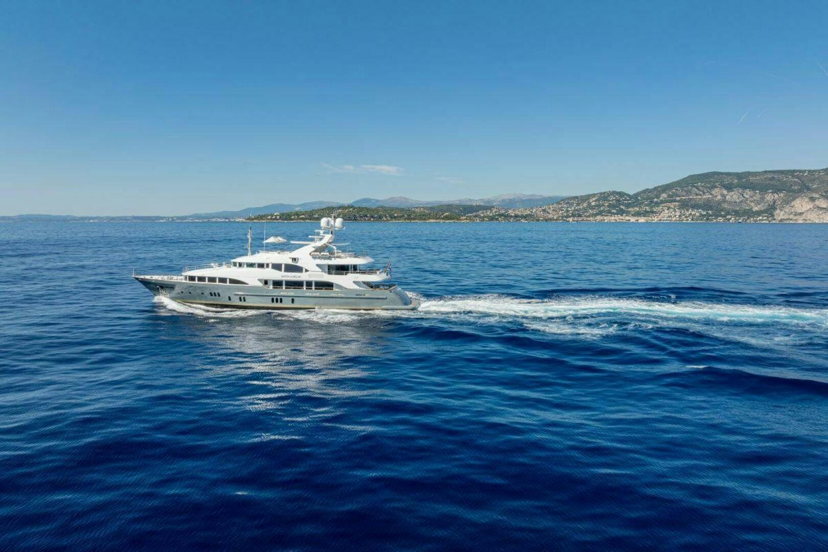 a boat on the water aboard JUSTA DELIA Yacht for Sale