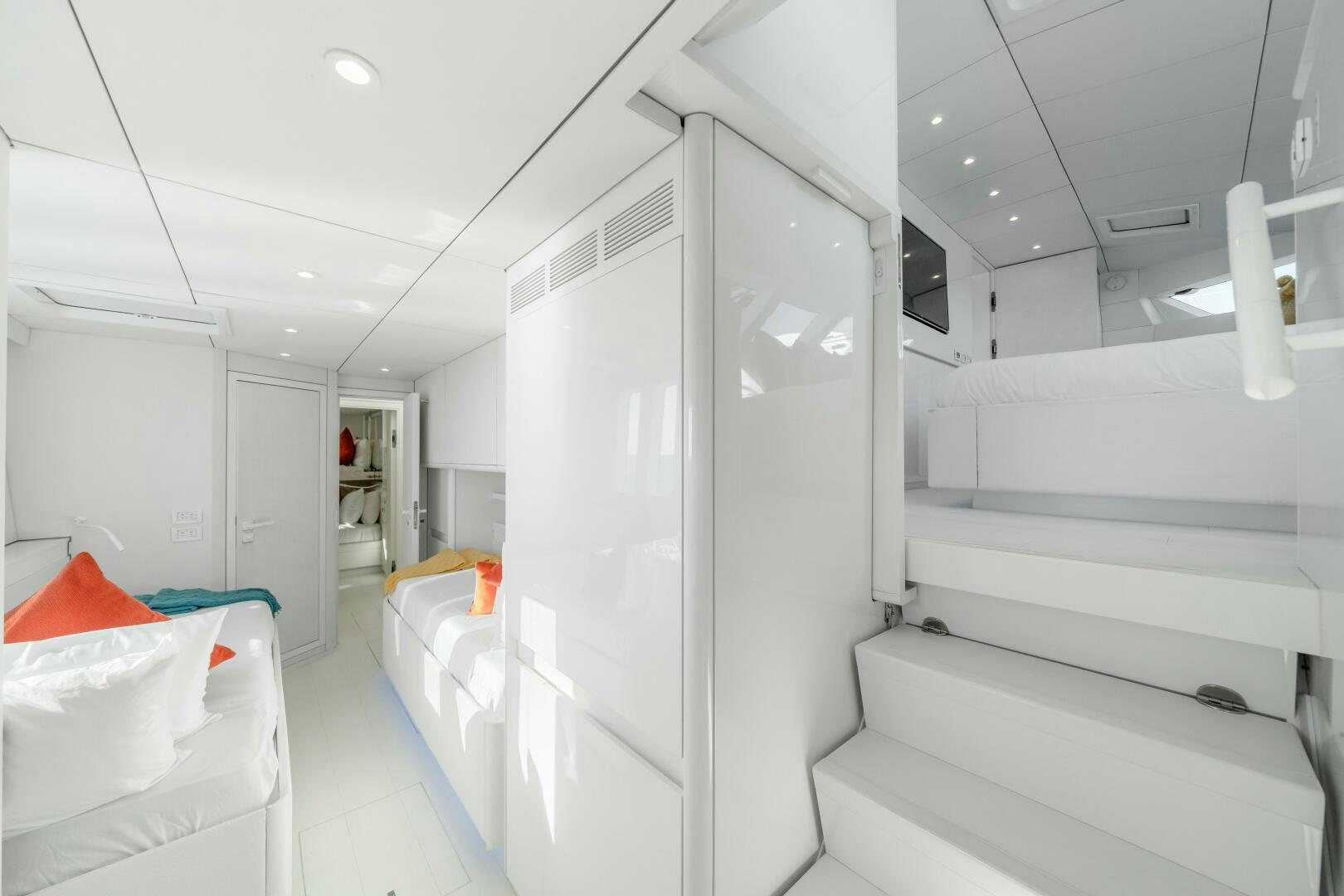 a room with white cabinets and a white wall aboard ROYAL RITA Yacht for Sale