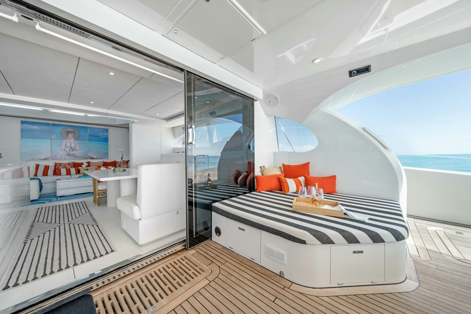 a room with a bed and a desk aboard ROYAL RITA Yacht for Sale