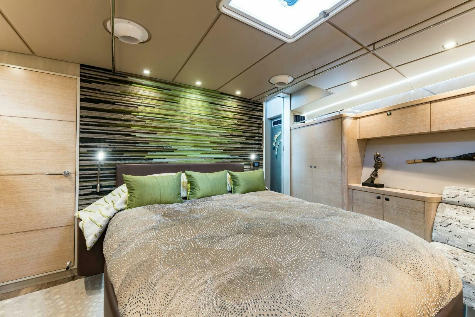 a bed in a room aboard BUFFALO NICKEL Yacht for Sale