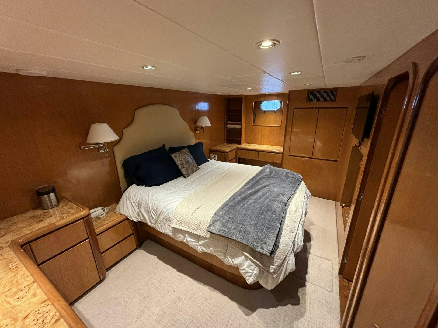 a bed in a hotel room aboard ROYAL VIKING Yacht for Sale