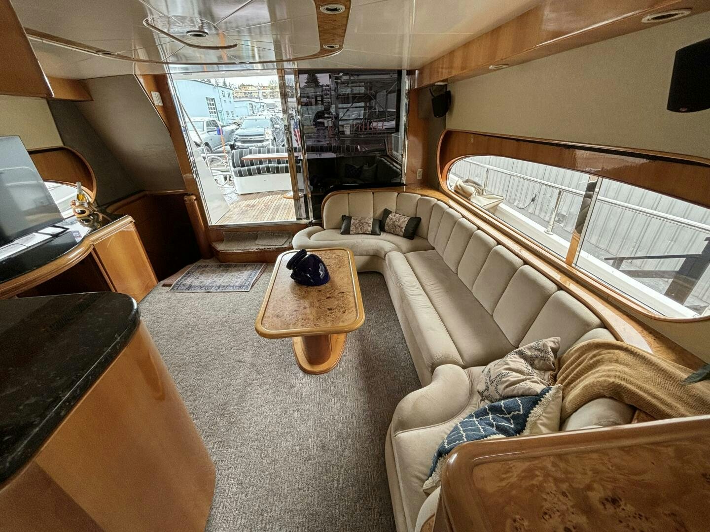 a bus with a person sleeping on the seat aboard ROYAL VIKING Yacht for Sale