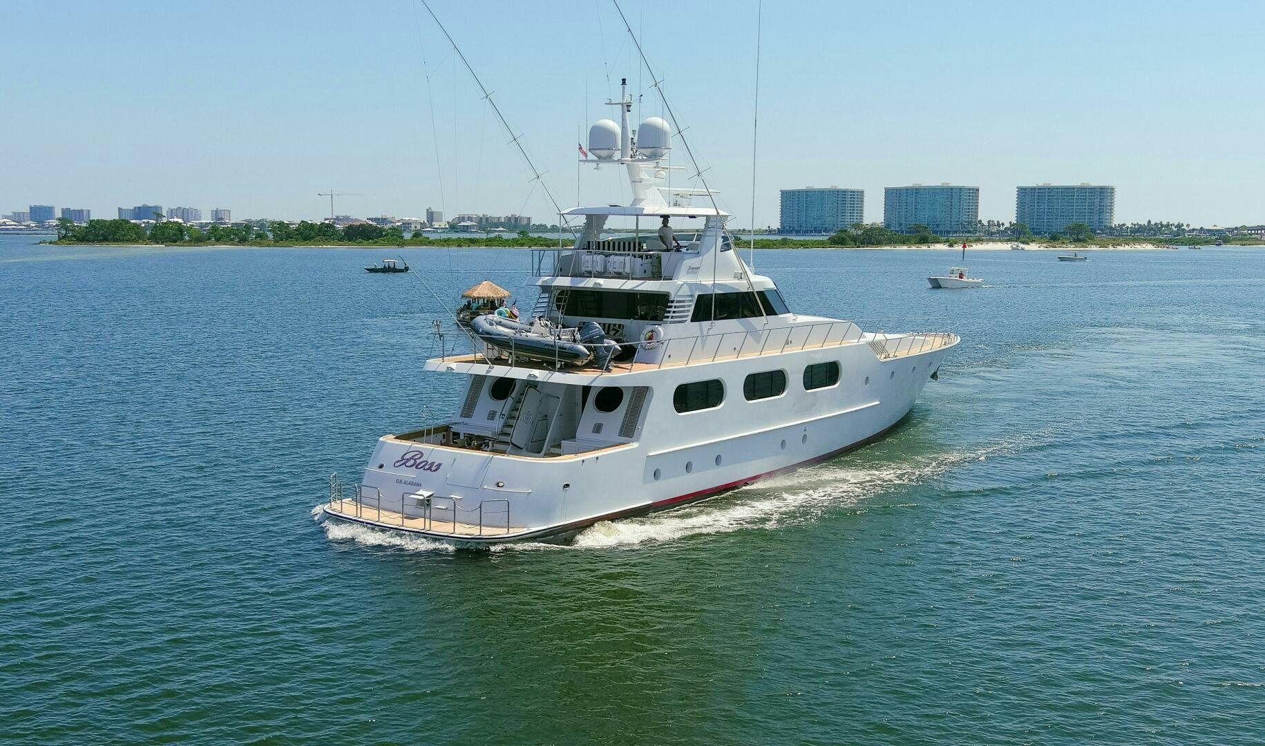 a boat on the water aboard BOSS Yacht for Sale