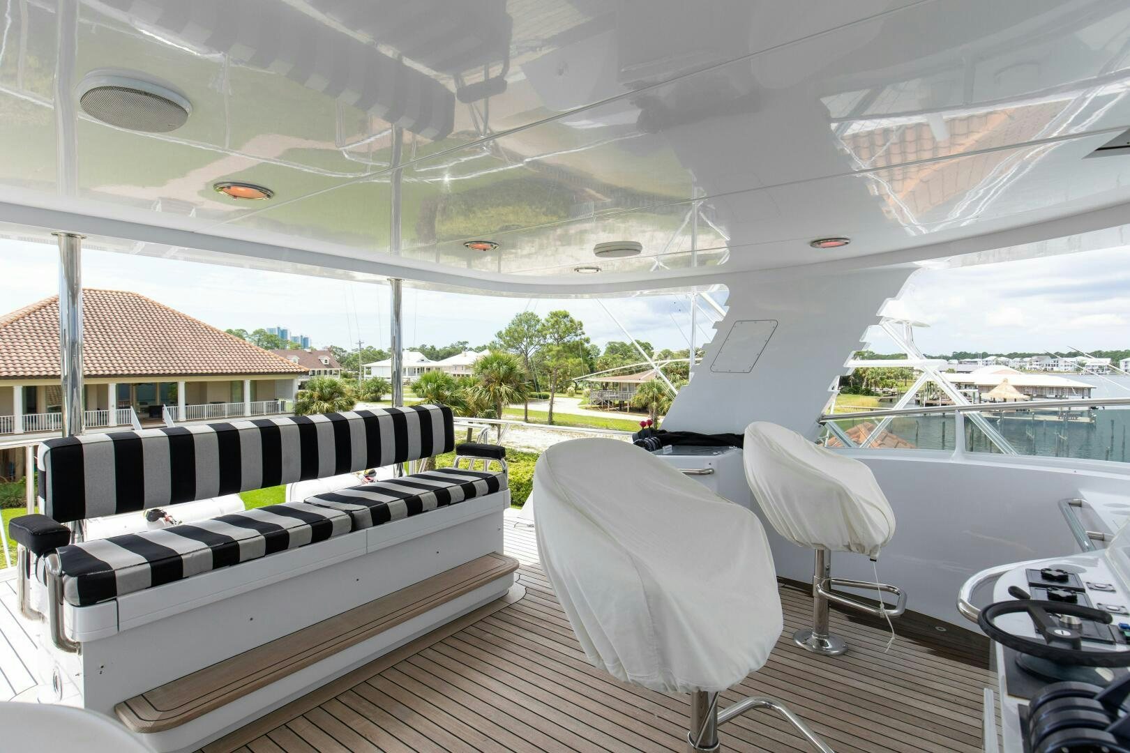 a boat on a deck aboard BOSS Yacht for Sale