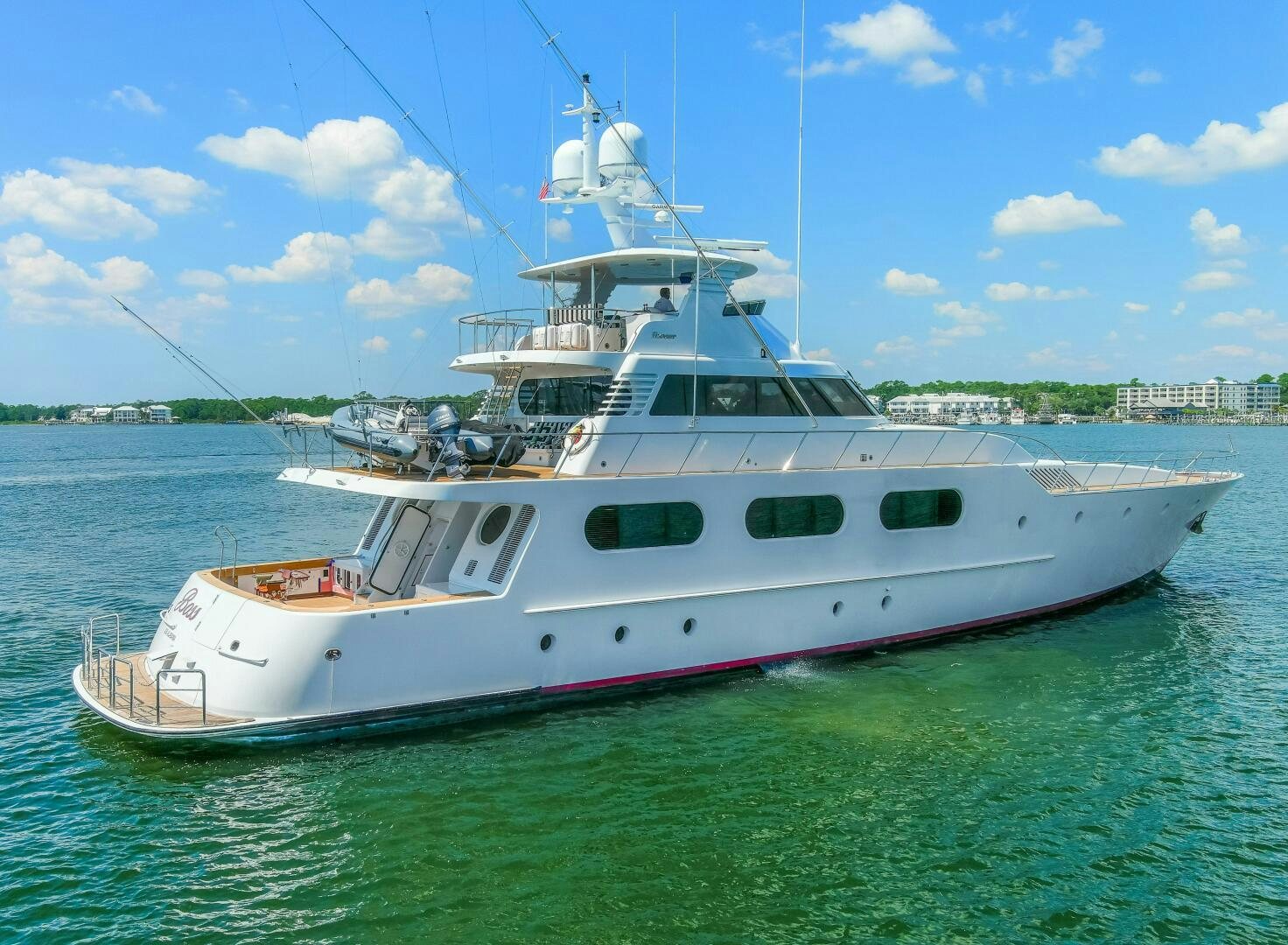 a boat in the water aboard BOSS Yacht for Sale