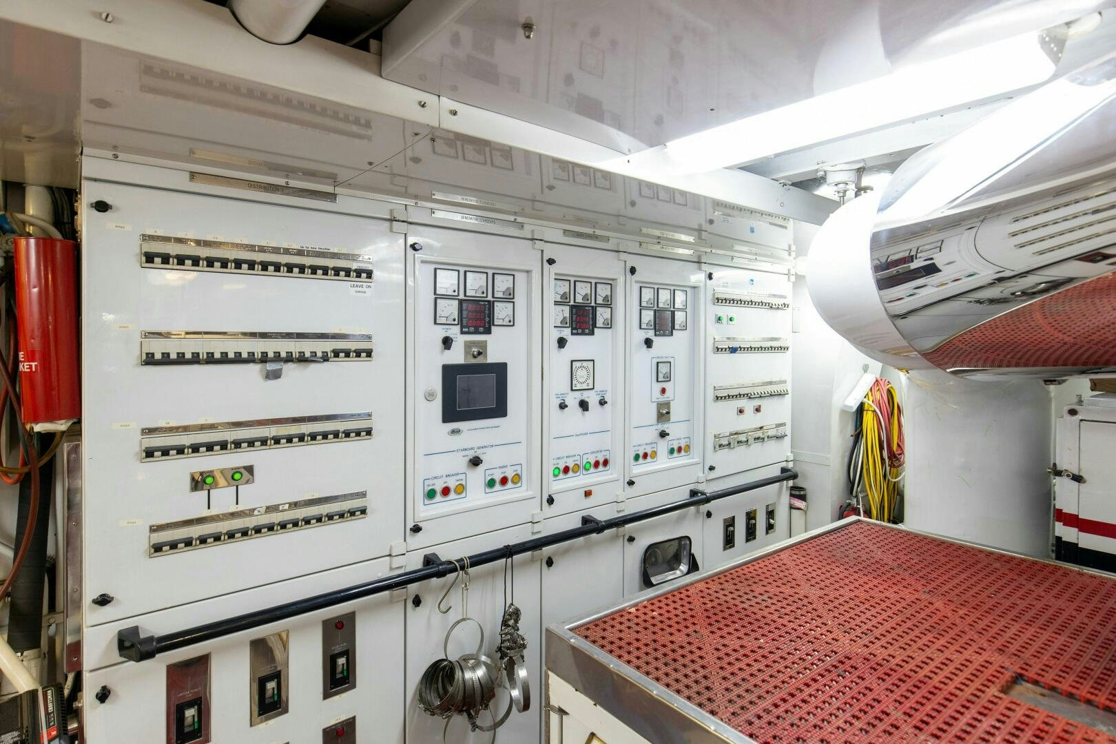 a large industrial machine aboard BOSS Yacht for Sale