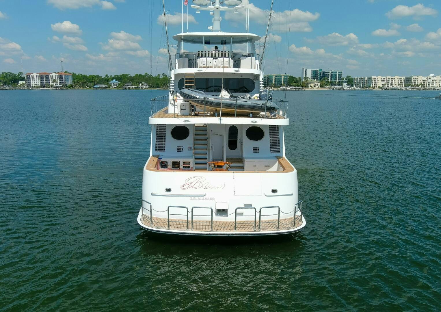 a boat on the water aboard BOSS Yacht for Sale