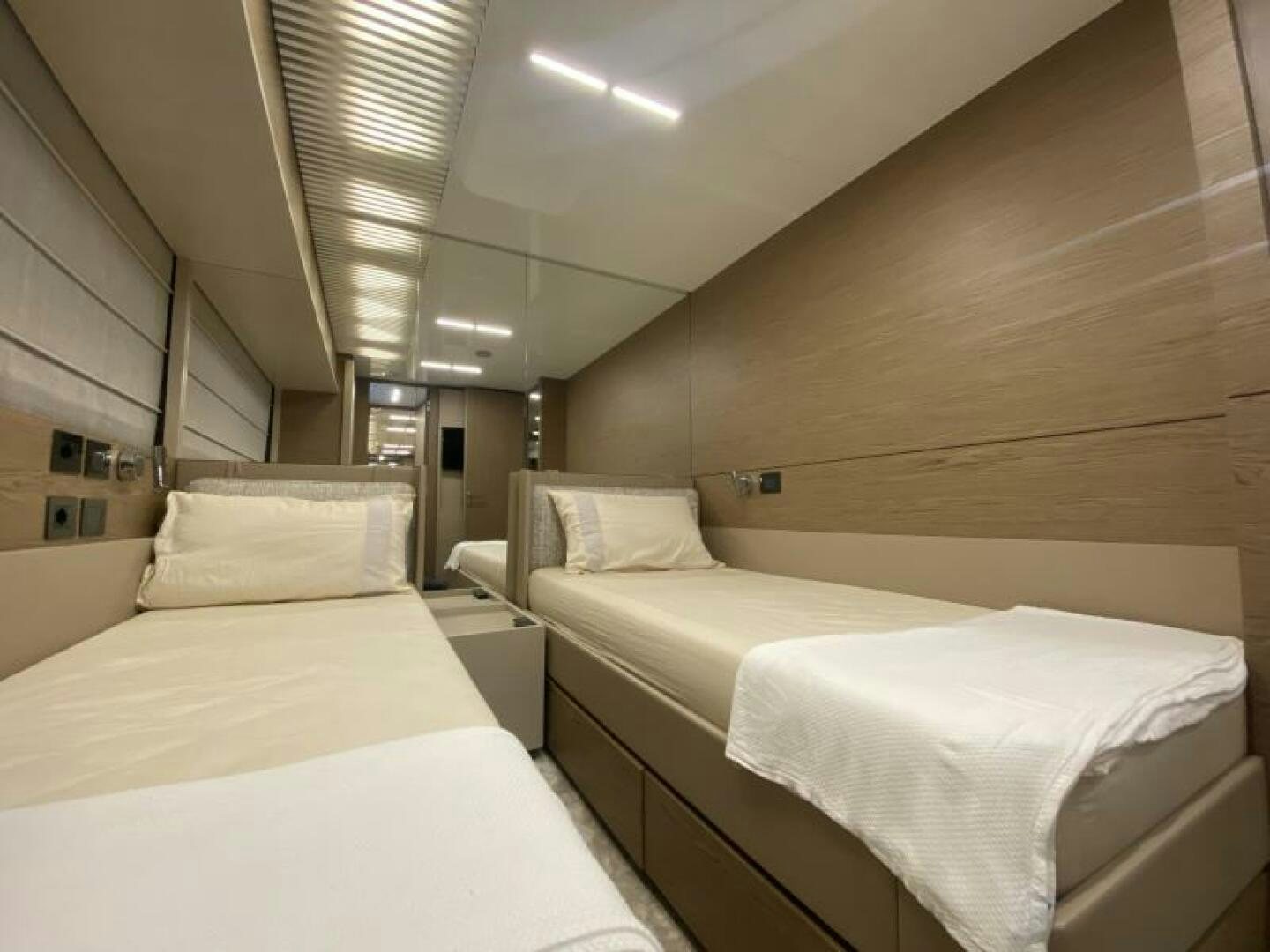 a room with two beds aboard SUNRISE - DELETE Yacht for Sale