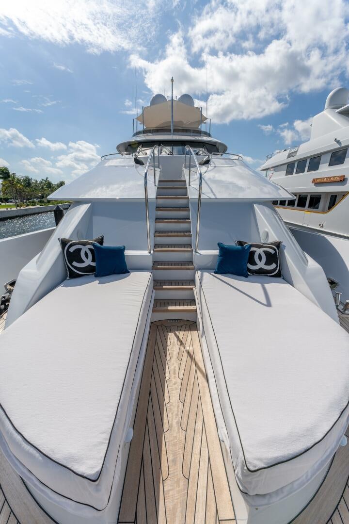 a boat with a ladder on it aboard RELENTLESS Yacht for Sale