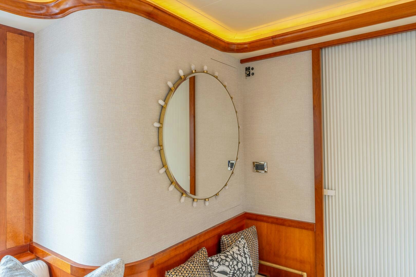 a mirror on a wall aboard RELENTLESS Yacht for Sale