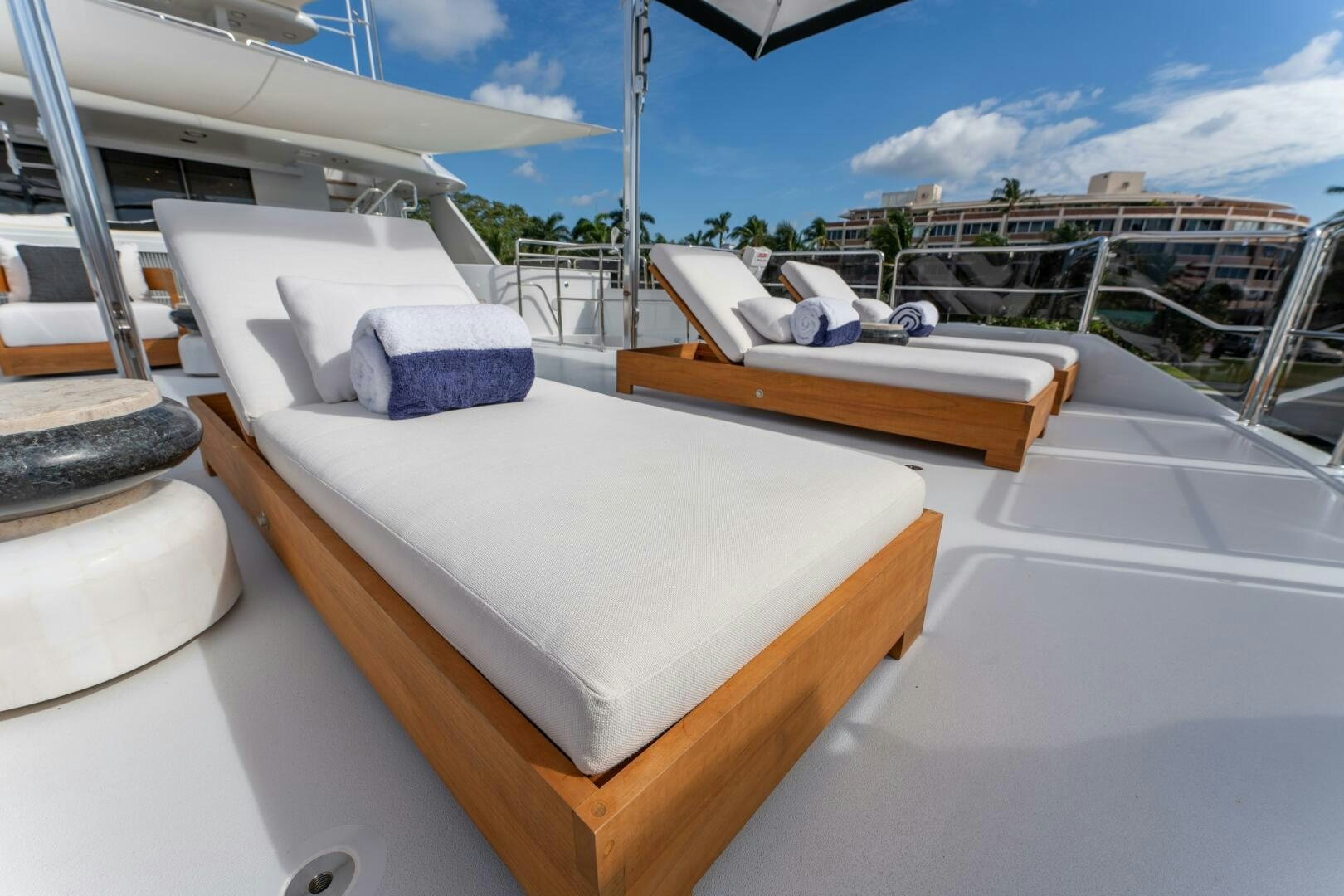 a bed on a boat aboard RELENTLESS Yacht for Sale