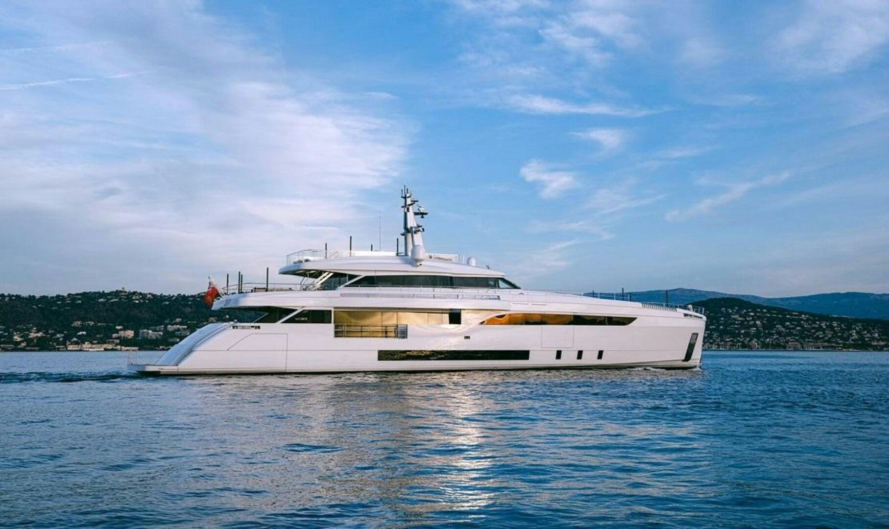 a white boat in the water aboard BARTALI Yacht for Sale