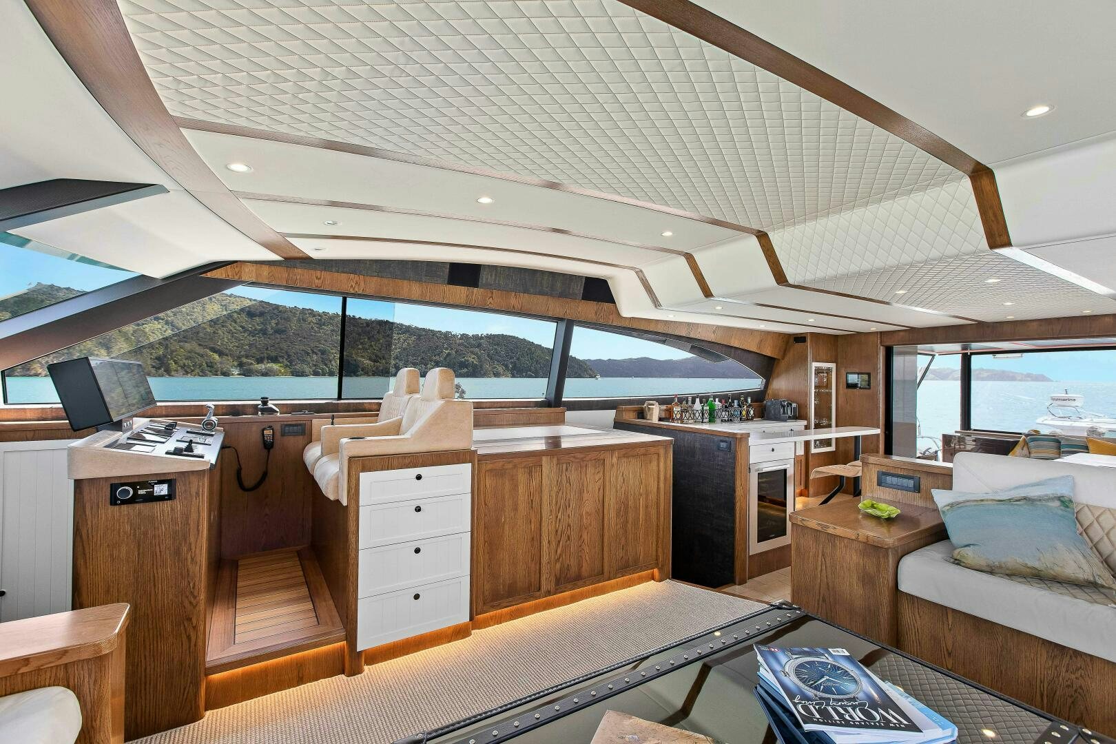 a room with a large open roof aboard THE KEYS Yacht for Sale