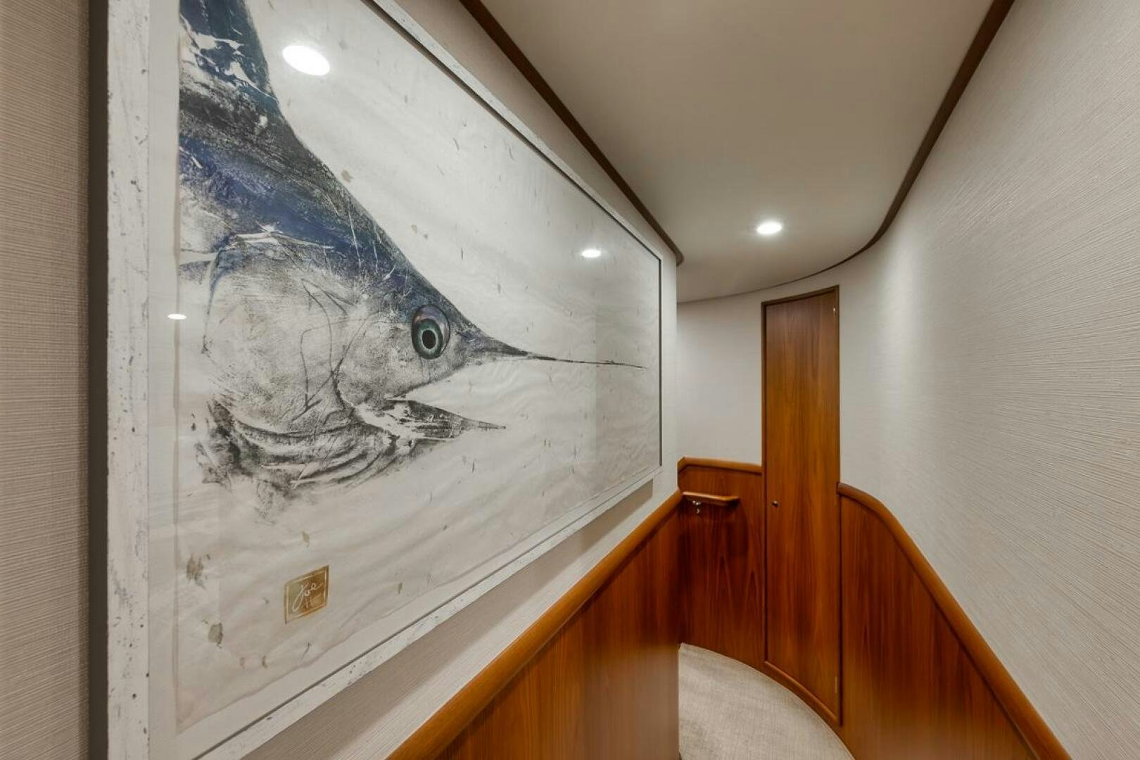 a painting on a wall aboard PERSISTENCE Yacht for Sale