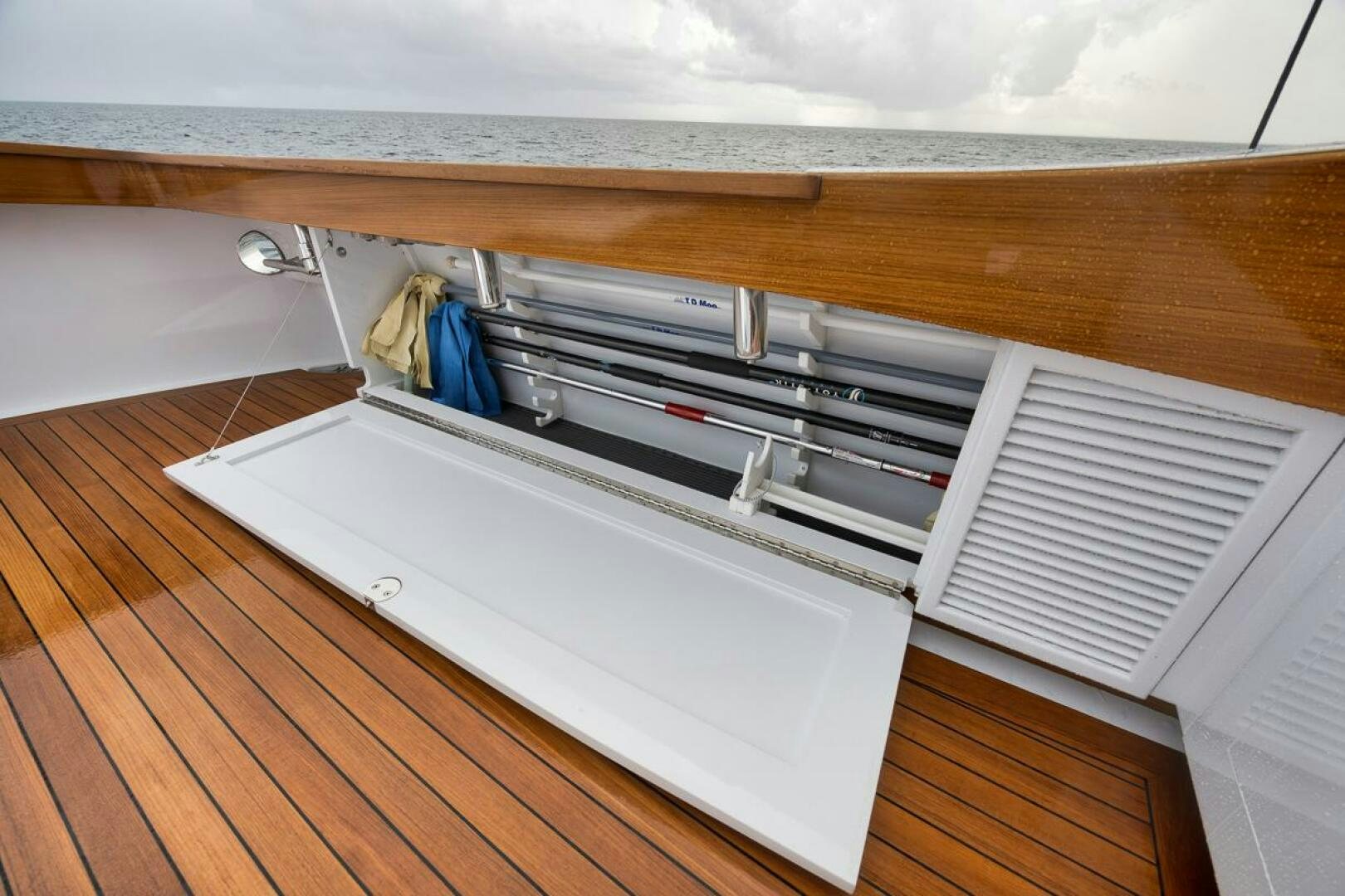 a stove on a wooden floor aboard PERSISTENCE Yacht for Sale