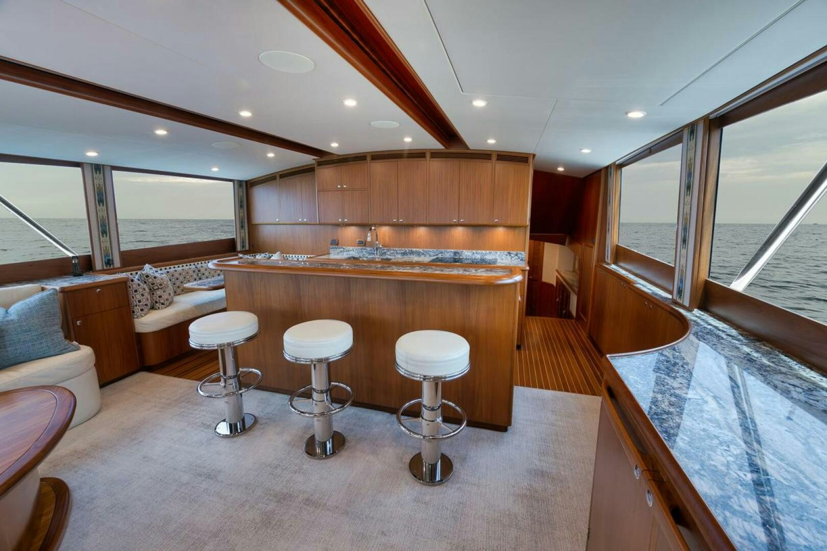 a modern looking kitchen aboard PERSISTENCE Yacht for Sale