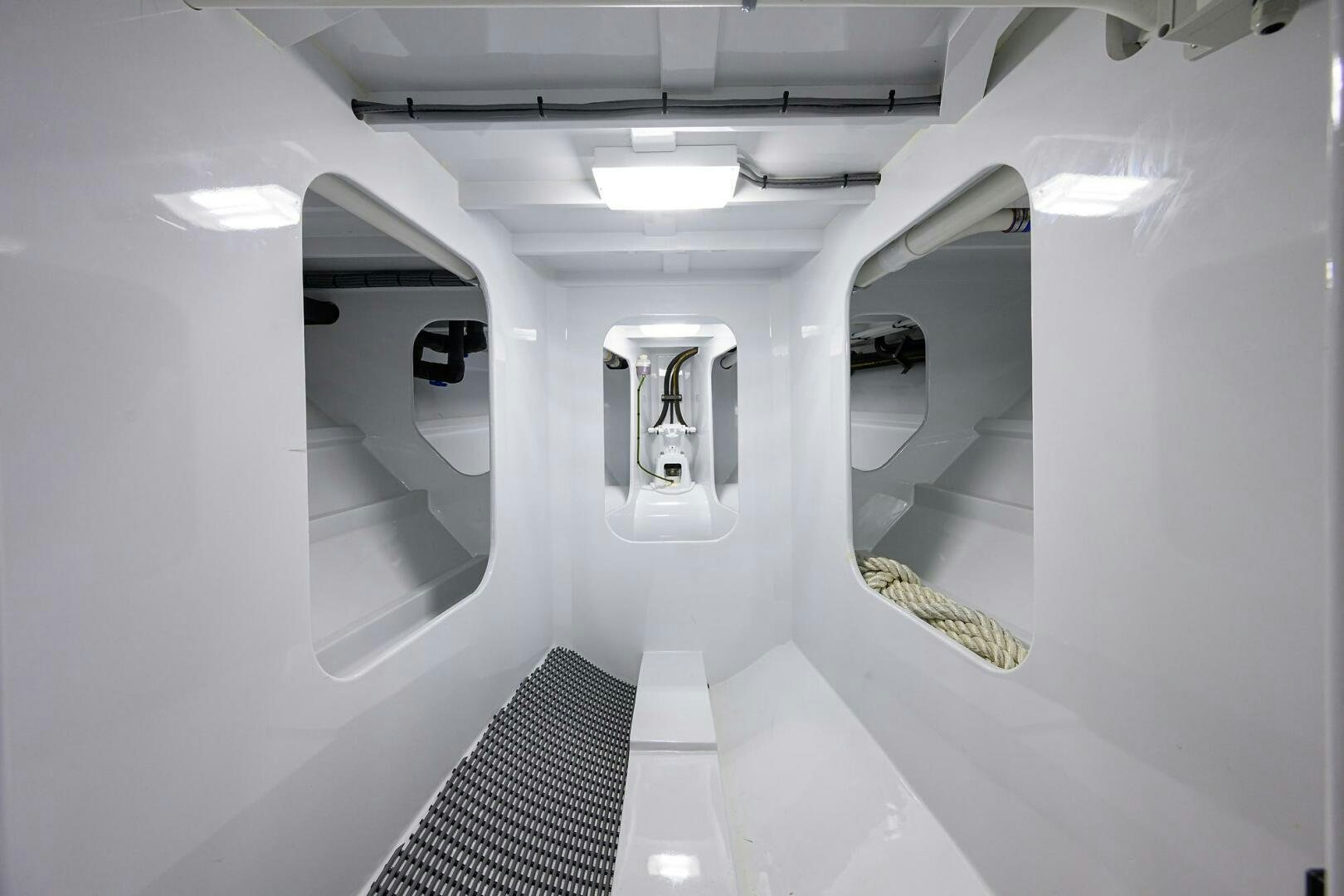 a bathroom with several mirrors aboard PERSISTENCE Yacht for Sale